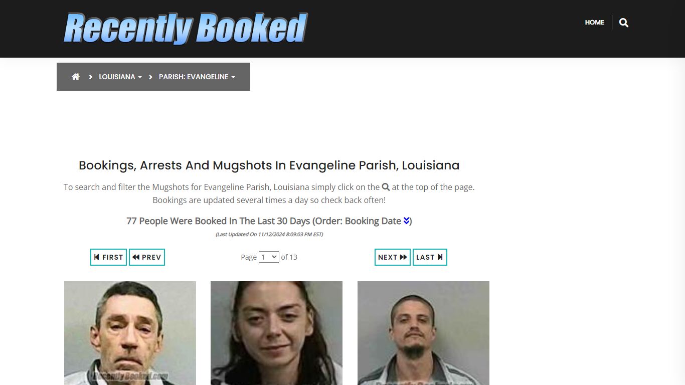 Bookings, Arrests and Mugshots in Evangeline Parish, Louisiana