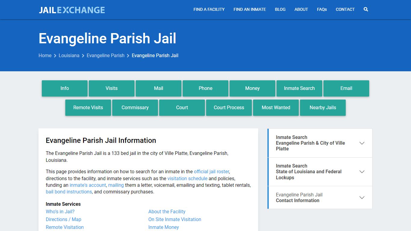 Evangeline Parish Jail, LA Inmate Search, Information