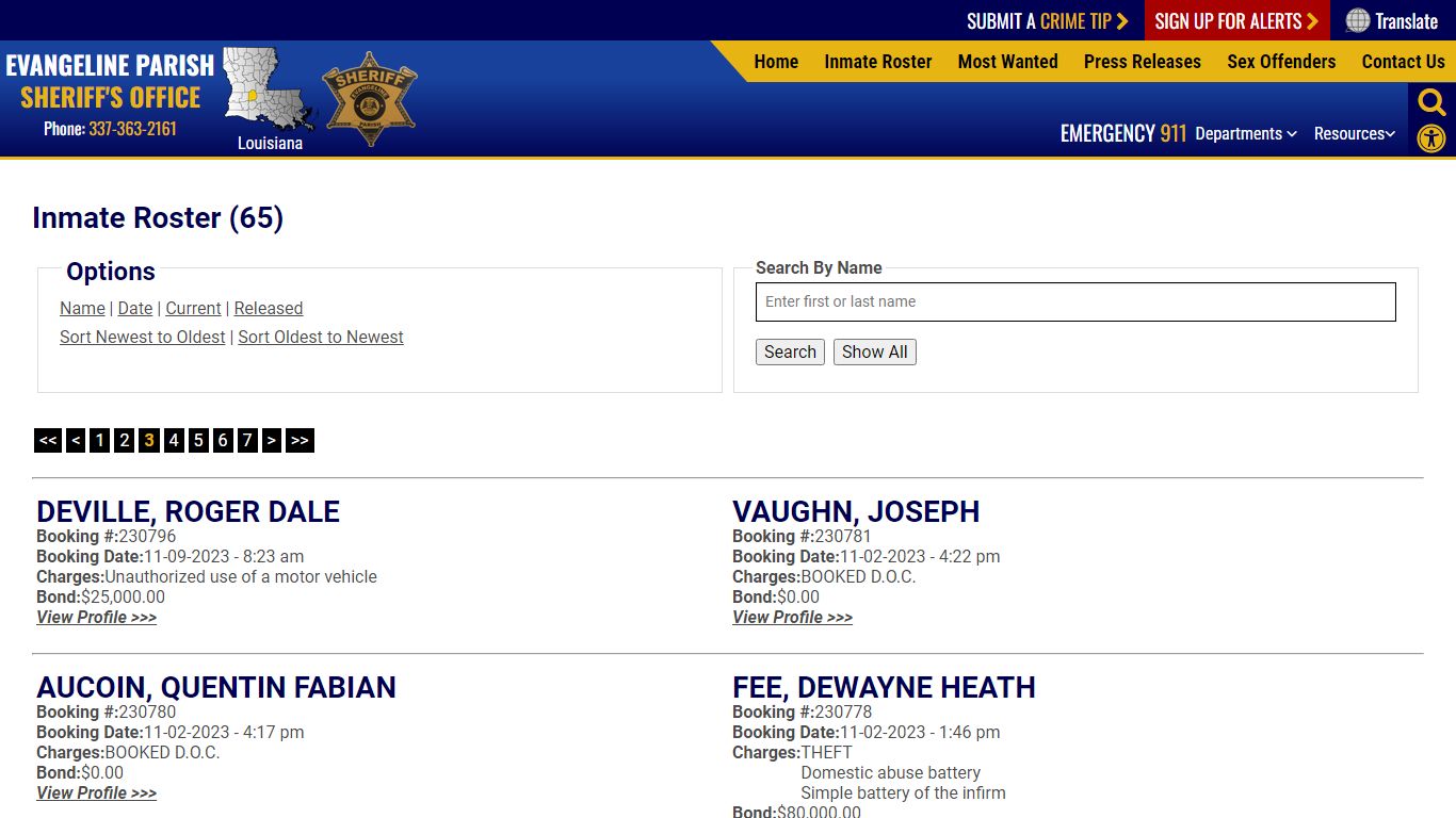 Inmate Roster (65) - Evangeline Parish Sheriff